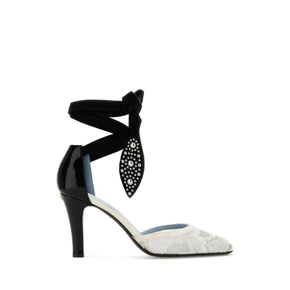 Valentino Garavani Women Two-Tone Lace And Leather Foliefoliage Pumps